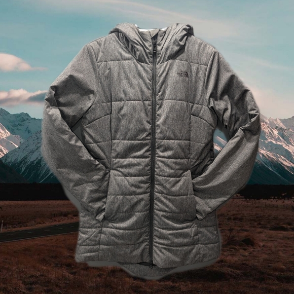 The North Face Puffer Coat Long Lightweight Size Medium Grey - Picture 2 of 8